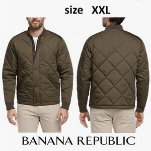Banana Republic men's quilted bomber jacket in green, size XXL